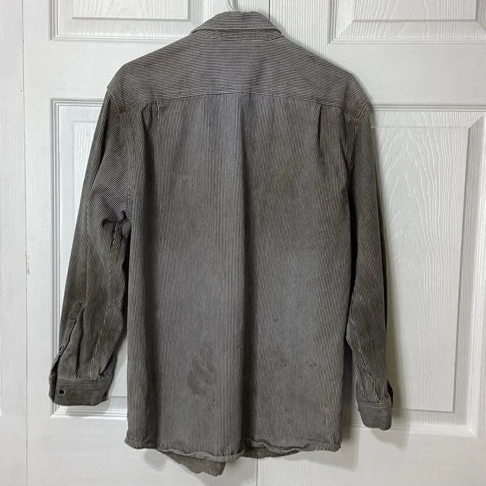 Carhartt Roached Pullover Striped Blue and White Work Shirt - Picture 3 of 12
